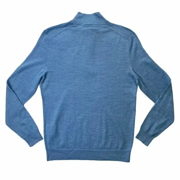 Club Room Blue Merino Wool Blend 1/4 Zip Mens Sweater - Picture 6 of 8